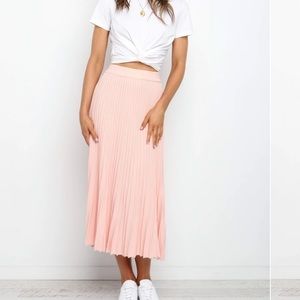 Knit Blush Pleated Skirt